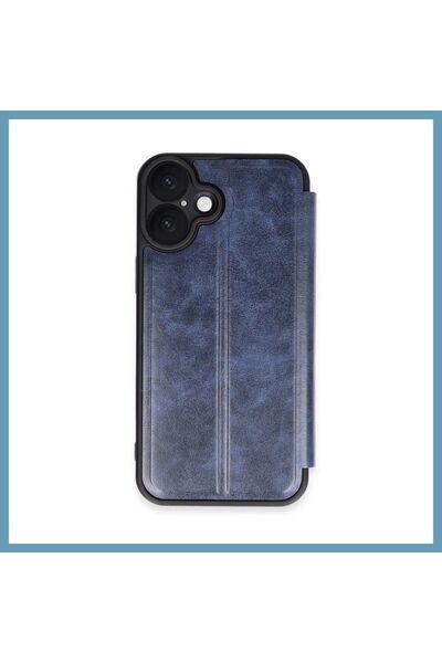 Generic Brand iPhone 16 Plus Compatible Case Flip Cover - Navy Blue Mbt06