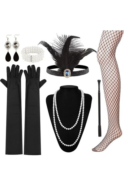 Khazna Party Dress Up Set, 1920s Flapper Accessories Set for Women, Fancy Dre...
