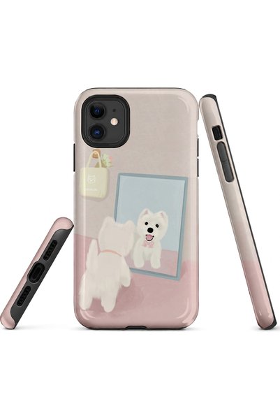 EDELFU متوافق مع iPhone 12 / 12PRO - غطاء لطيف على شكل جرو، غطاء مزدوج الطبقا...