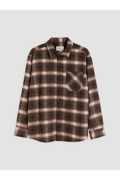 LC Waikiki قميص رجالي منقوش بقصة عادية باللون البني من Peak New Season