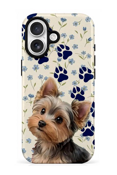EDELFU متوافق مع iPhone 16 PLUS - غطاء مزدوج الطبقات بتصميم كلب مزهر، غلاف حم...