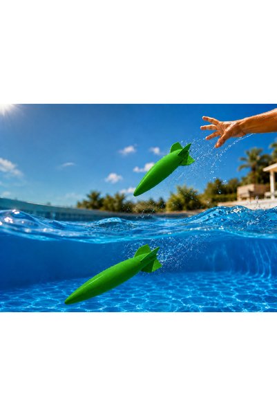 Bezos 3D Printing Water Rocket Torpedo Toy - Pool Diving Toy-Green
