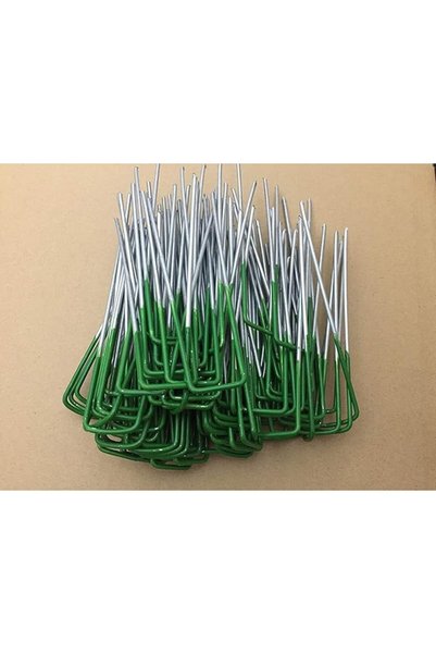 GENERAL Half Green Artificial Grass Turf U Pins Metal Galvanised Pegs Staples...