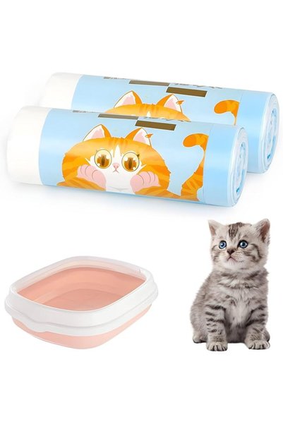 TERRIFI 40 Pcs Cat Litter Tray Liners, 58x35CM Cat Litter Bags with Drawstrin...