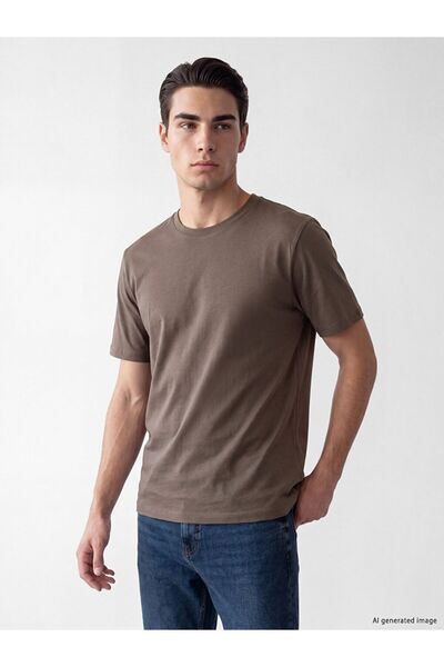 LC Waikiki Lcwaikiki Classic Brown Combed Cotton Plain Standard & Regular Sho...