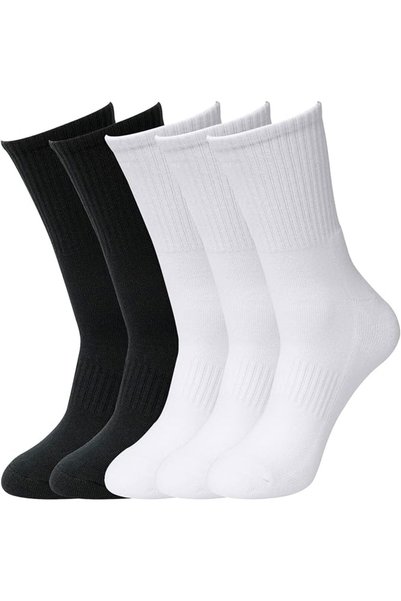 GENERAL 5 Pairs Cushioned Crew Cotton Socks for Men Women