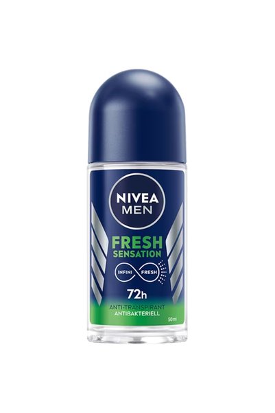 NIVEA Men Fresh Sensation Roll-On Deodorant, 0% Aluminium, 72h, 50 ml