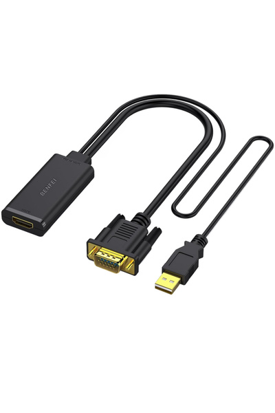 BENFEI Video Adapter, VGA / USB-A - HDMI, 1080P, Black