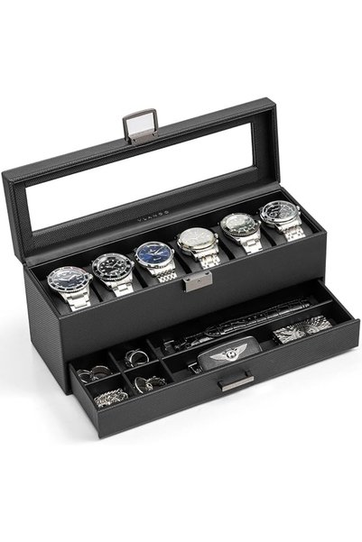 VLANDO Automatic Double Watch Winder - Watch Winder Box with Men Jewelry Orga...