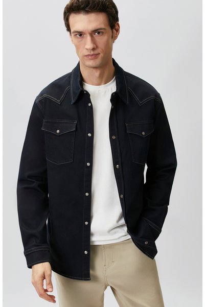 Network Comfort Fit Lacivert Denim Gömlek