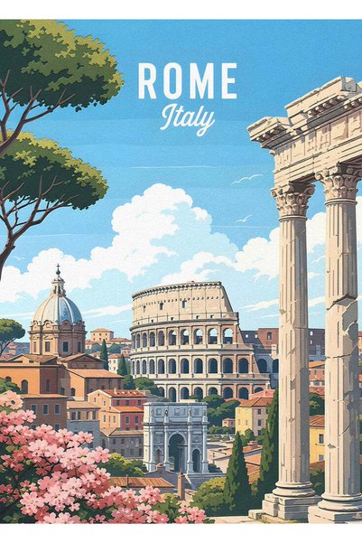 BLANKD Vintage Rome Travel Metal Poster - Magnetic Wall Art Print