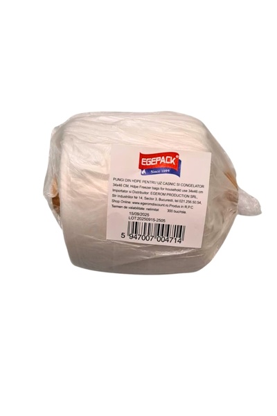 Egepack Rolă de pungi pentru uz casnic și congelator, 34 x 46 cm, 300 bucăți