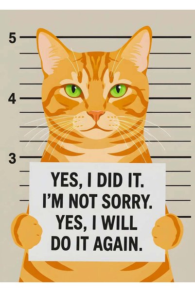 BLANKD Funny Cat Mugshot Metal Poster - Magnetic Wall Art Print