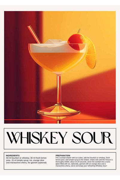 BLANKD Whiskey Sour Cocktail Metal Poster - Magnetic Wall Art Print