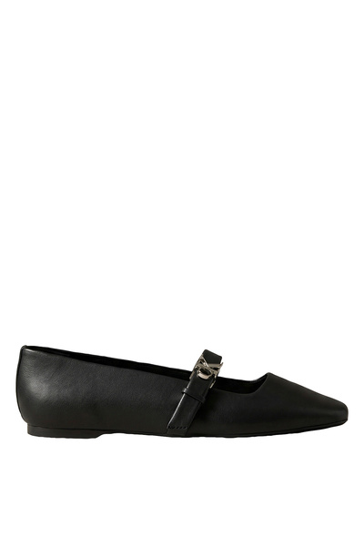 Calvin Klein SQUARED BALLERINA MJ LTH MG HDW Siyah Kadın Deri Babet