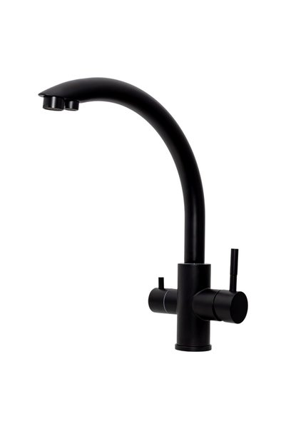 Aqua Solution Baterie bucatarie 3 cai, ProLine Curve inox 304 negru mat, apa ...