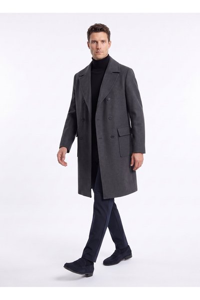 Fabrika F6WM-PLT 2118 Antrasit Erkek Kruvaze Relaxed Fit Palto