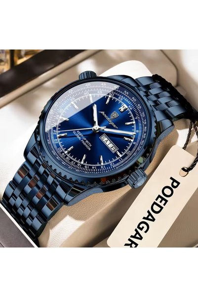 Bluejw POEDAGAR Fashion Business Men's Quartz Watch Large Dial Waterproof Cal...