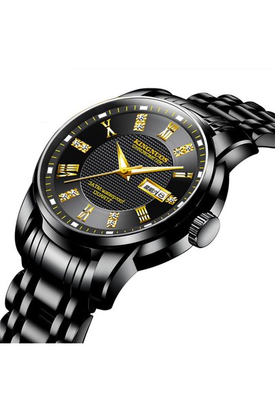Bluejw KINGNUOS Classic Quartz Watch for Men Luxury Stainless Steel Mens Watc...