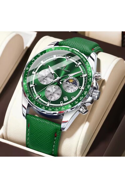 Bluejw POEDAGAR Men's Watches Fashion Sports Green Watch for Men Multifunctio...