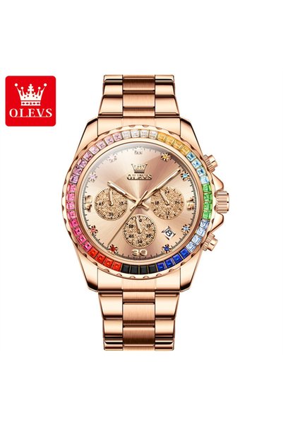 Bluejw OLEVS 2939 Multifunctional Men's Watch Top Brand Colorful Diamond Wate...