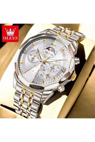 Bluejw ساعة OLEVS 3673 للرجال، ساعة كوارتز عملية متعددة الوظائف مع كرونوغراف،...