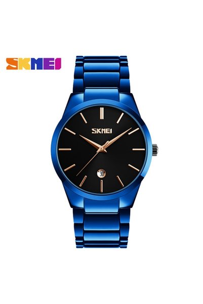 Bluejw ساعة SKMEI 9140 للرجال بحزام معدني، ساعة كوارتز للرجال مع تقويم كامل، ...