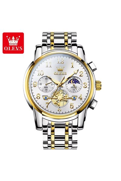 Bluejw OLEVS 2900 Quartz Men Stainless Steel Strap Waterproof Men's Watches B...