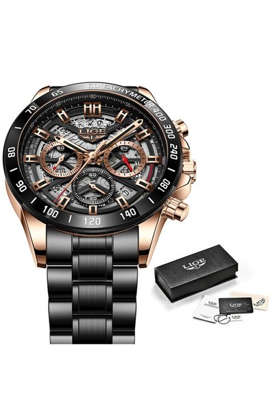 Bluejw ساعة يد رجالية فاخرة من الفولاذ المقاوم للصدأ LIGE LG8944، ساعة كوارتز...