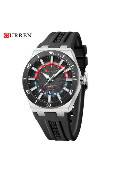 Bluejw ساعة رجالية أنيقة من CURREN 8491 مع سوار سيليكون، حركة كوارتز، تصميم ك...