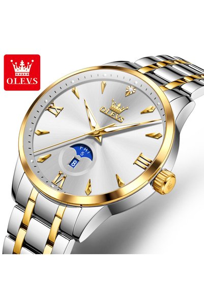 Bluejw ساعة يد رجالية OLEVS 3646 بحزام من الفولاذ المقاوم للصدأ، تصميم أنيق و...