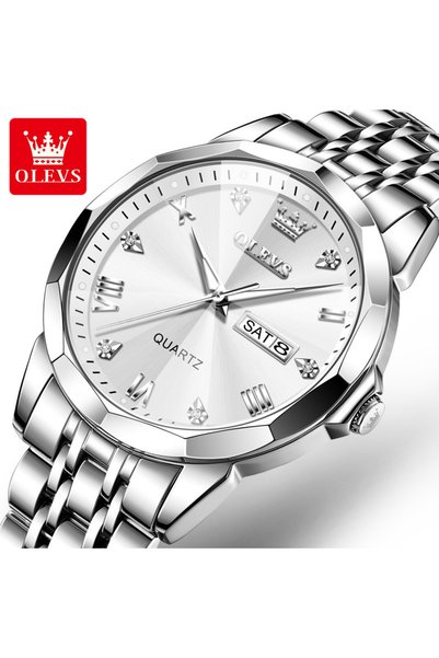 Bluejw ساعة يد رجالية OLEVS 9931 أصلية بحركة كوارتز، تصميم أنيق للأعمال، مقاو...
