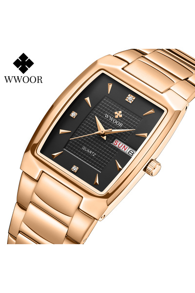 Bluejw WWOOR 8837 New Arrival Golden Mens Quartz Watch Latest Stainless Steel...