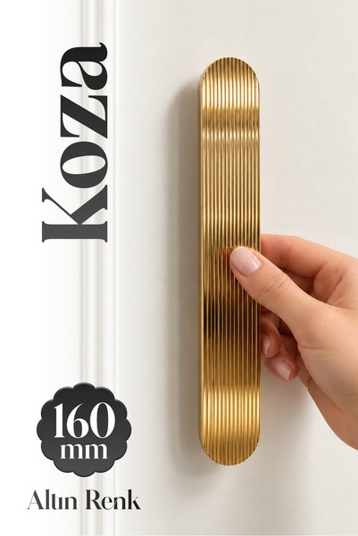 Badem10 Koza Altın Renk 160 mm (16 cm) Çizgili Metal Dolap Çekmece Kulpu Mode...