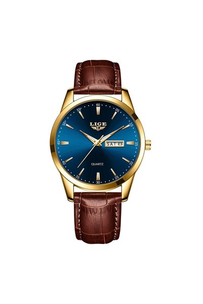 Bluejw ساعة LIGE LG8970 رجالية عصرية كوارتز فاخرة كبيرة للأعمال والكاجوال مقا...