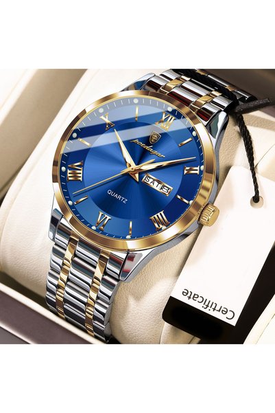 Bluejw Men's Luxury Analog Quartz Watch Top Brand Fashion Business Stainless ...