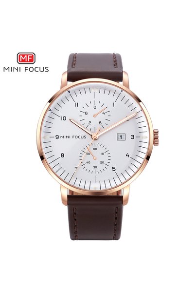 Bluejw Mini Focus MF0052G MF 0052 Men Quartz Wrist Watch Original Leather Str...