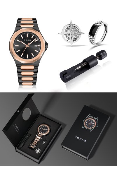 Bluejw TOMI T301 Fashion Business Men's Quartz Watch Simple Zinc Alloy Strap ...