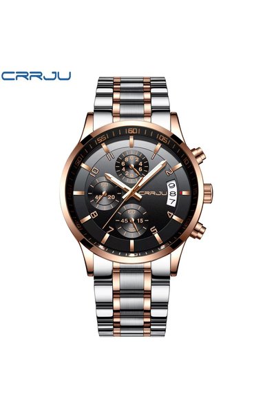 Bluejw CRRJU 2214 Quartz Watches for Men Luxury Waterproof Luminous Stainless...