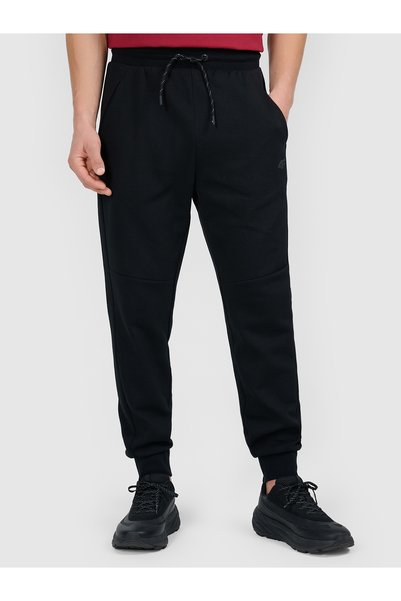 4F Pantaloni de trening negri pentru bărbați, din amestec de bumbac, stil spo...