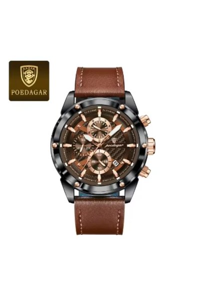 Bluejw POEDAGAR 860 Versatile Elite Men's Quartz Watch Leather Strap Life Wat...