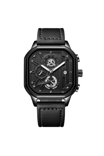 Bluejw POEDAGAR 628 Square Men's Watch Waterproof PU Leather Strap Quartz Wat...