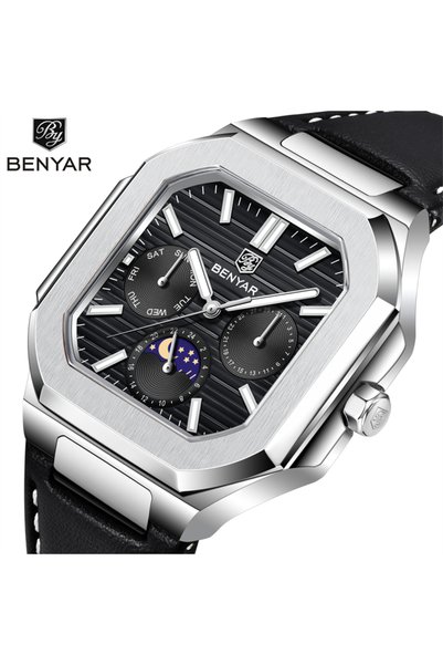 Bluejw BENYAR 5221 Elegant Quartz Watches for Man Multifunction Chronograph L...