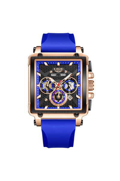 Bluejw ساعة يد رجالية كاجوال LIGE LG89217 مع كرونوغراف، تصميم مربع أخضر، سوار...