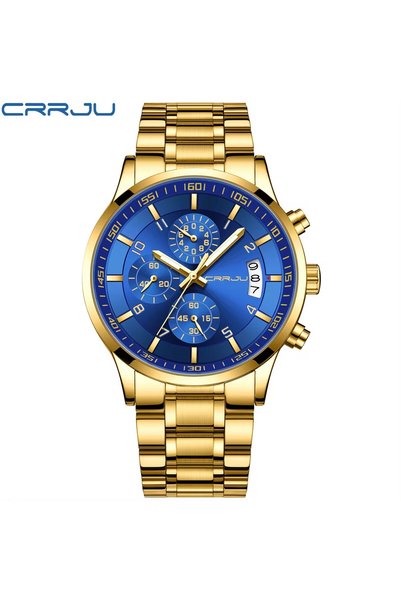 Bluejw CRRJU 2214 Quartz Watches for Men Luxury Waterproof Luminous Stainless...
