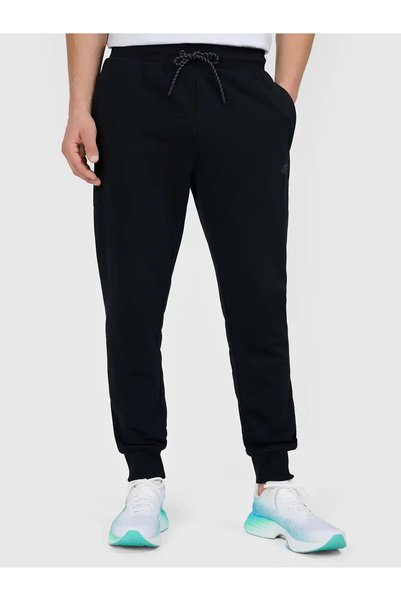4F Pantaloni casual bărbați M1860, negri, din amestec de bumbac, pentru purta...