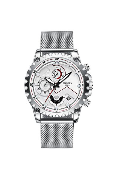 Bluejw FNGEEN Classic Watch for Men Black Steel Strap Waterproof Sports Fashi...