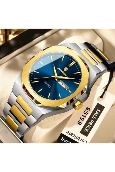 Bluejw POEDAGAR Luxury Male Dual Calendar Watch Waterproof Luminous Stainless...