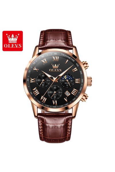 Bluejw ساعة OLEVS 5529 للرجال الأكثر مبيعًا، ساعة يد جديدة بحزام أسود، ساعة ك...