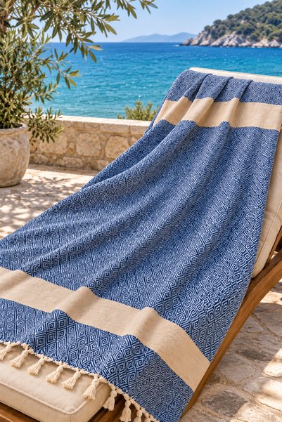 higliving 100% Cotton Fringed Peshtemal 90×170 cm Beach Pool Spa Sauna Towel